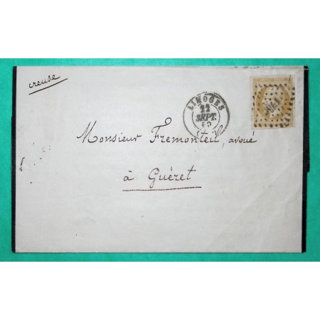 N°13A TARIF IMPRIME PC 1730 LIMOGES HAUTE VIENNE POUR GUERET CREUSE 1859