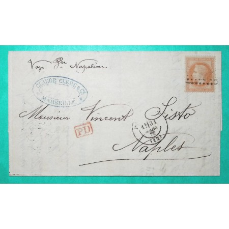 N°31 GC 2240 MARSEILLE BOUCHES DU RHONE POUR NAPLES ITALIE 1870