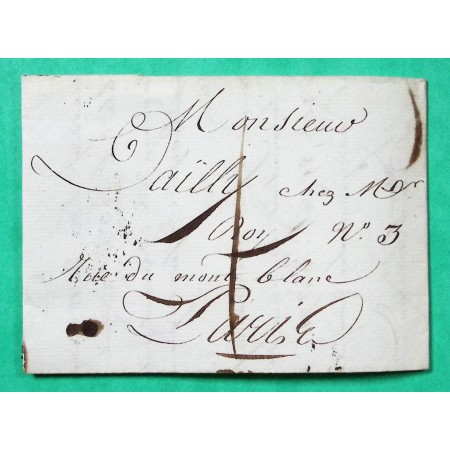 MARQUE PARIS PORT LOCAL 1 POUR RUE DU MONT BLANC PERIODE REVOLUTIONNAIRE 1804