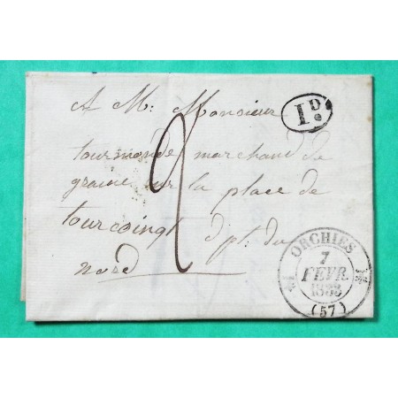 CAD TYPE 12 ORCHIES NORD DECIME RURAL AIX EN PEVELE POUR TOURCOING 1833