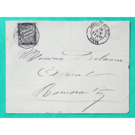 TAXE DUVAL N°18 30C NOIR LETTRE PARIS GARE DE L'OUEST POUR ROMORANTIN LOIR ET CHER 1886