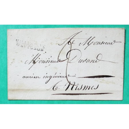 MARQUE 29 VILLENEUVE D'AVIGNON GARD POUR NIMES 33x12.5 1826