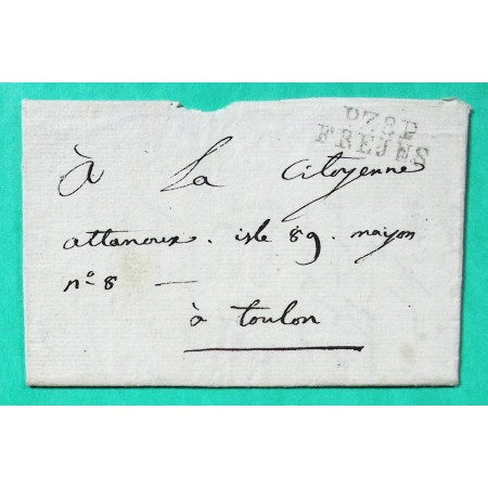 MARQUE P78P FREJUS VAR ROQUEBRUNE DEPART  PORT PAYE POUR TOULON PERIODE REVOLUTIONNAIRE 29x10 1800