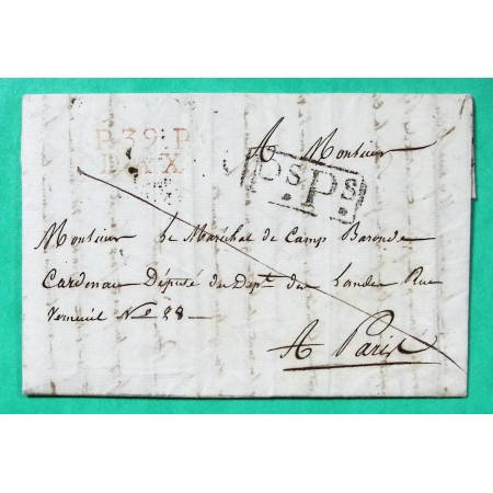 MARQUE P39P DAX LANDES ROUGE DEPART MONTFORT EN CHALOSSE PORT PAYE PsPs POUR PARIS 21x11 1821