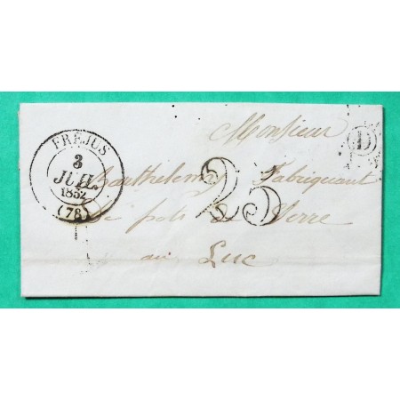 CAD TYPE 13 FREJUS VAR BOITE RURALE D ST RAPHAEL POUR LE LUC TAXE 25 1852