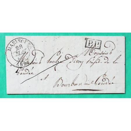 CAD TYPE 13 MARINGUES PUY DE DOME PP PORT PAYE POUR BOURBON VENDEE LA ROCHE SUR YON 1833