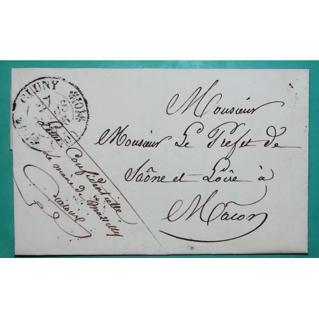 CAD TYPE 11 CLUNY SAONE ET LOIRE FRANCHISE MAIRE DE MARCILLY POUR MACON 1836 LETTRE COVER FRANCE