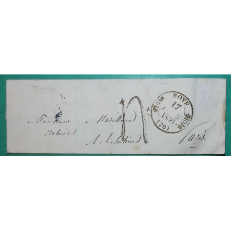 CAD TYPE 11 ROYE SOMME POUR PARIS 1836 LETTRE COVER FRANCE