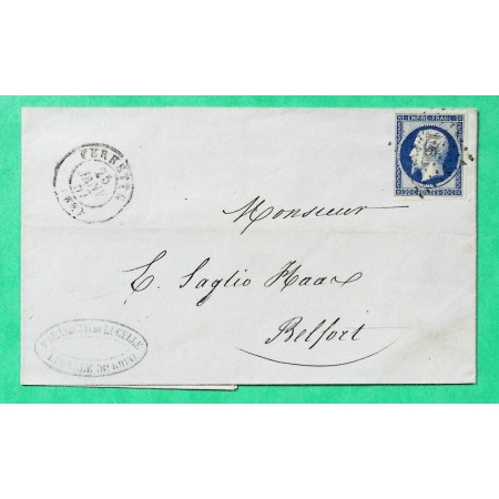 N°14 PC 1256 FERRETTE HAUT RHIN POUR BELFORT 1857