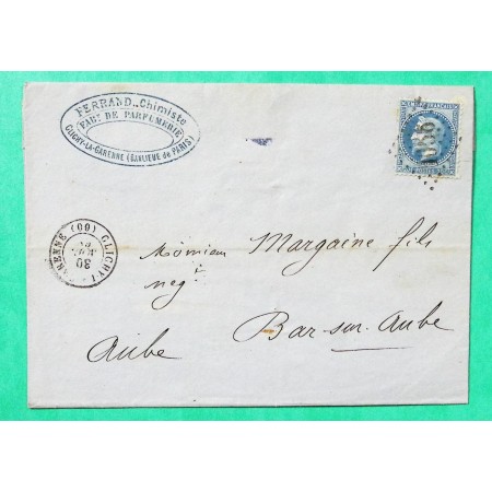 N°29 GC 1056 CLICHY LA GARENNE SEINE POUR BAR SUR AUBE 1868