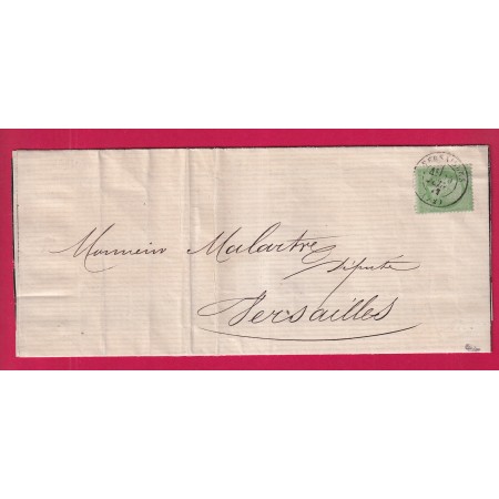 N°35 SEUL SUR LETTRE SIGNE CALVES CAD VERSAILLES 15 JUIN 1872 POUR VERSAILLES IMPRIME LOCAL