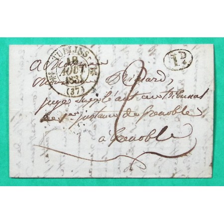 CAD TYPE 12 TULLINS ISERE DECIME RURALE ST QUENTIN SUR ISERE POUR GRENOBLE 1831