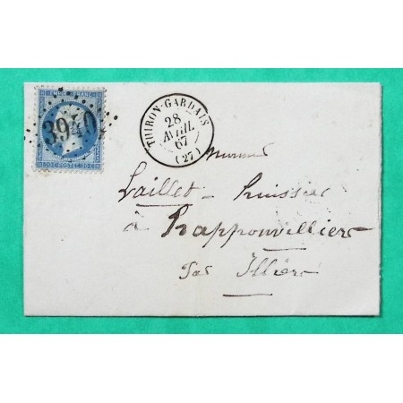 N°22 GC 3940 THIRON GARDAIS EURE ET LOIR POUR HAPPONVILLIERS DOUBLE PORT LOCAL 1867