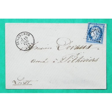 N°60A GC 3376 SENONCHES EURE ET LOIR POUR PITHIVIERS LOIRET 1873