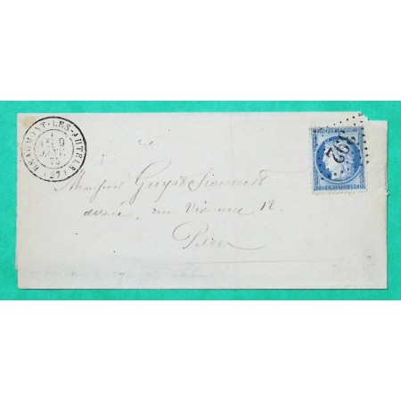 N°60A GC 392 BEAUMONT LES AUTELS EURE ET LOIR POUR PARIS 1875