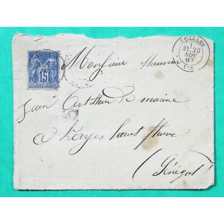 N°90 SAGE CAD TYPE 18 SEILLANS VAR POUR KAYES SENEGAL 1887