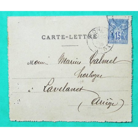N°90 SAGE CARTE LETTRE REPIQUEE ODOBEZ FABRIQUE D'HORLOGERIE MOREZ JURA 1895