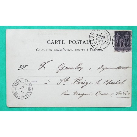 N°89 SAGE CARTE POSTALE PUBLICITAIRE PRIVEE AU HERON CHAUSSURES DRAGUIGNAN VAR POUR ST PARIZE LE CHATEL NIEVRE 1887