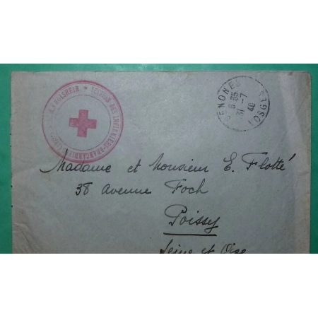 FRANCHISE MILITAIRE FM SECTION DES INFIRMIERS BRANCARDIERS MOLSHEIM BAS RHIN DEPART SENONES VOSGES POUR POISSY 1940 WW2