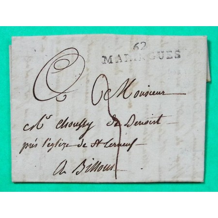 MARQUE 62 MARINGUES PUY DE DOME DEPART PONTLIERE POUR BILLOM 40x10 1819