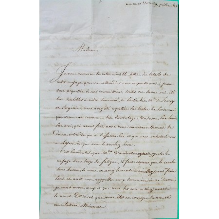 CURSIVE 62 LES BAINS DU MONT DORE PUY DE DOME + CAD TYPE 13 CLERMONT FERRAND POUR LYON 1842