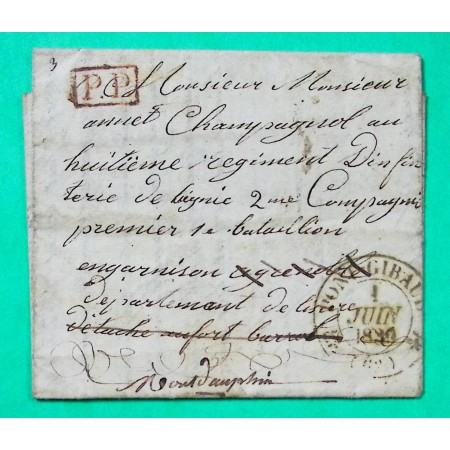 CAD TYPE 12 PONT GIBAUD PUY DE DOME PP PORT PAYE POUR MONTDAUPHIN HAUTES ALPES 1839