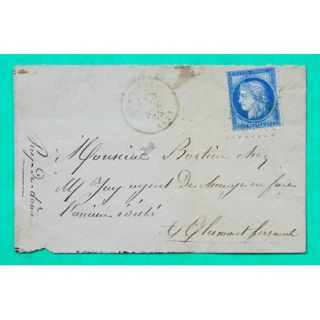 N°60C GC 1793 HERMENT PUY DE DOME POUR CLERMONT FERRAND 1875