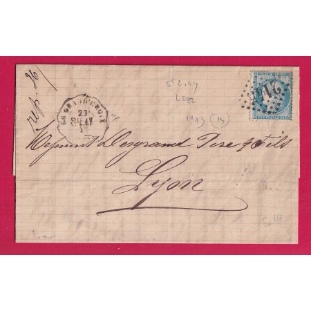 N°60 CONVOYEUR STATION LA GRAND CROIX LOIRE LIGNE STE.LY INDICE 14 POUR LYON RHONE EPART ST ETIENNE 1873