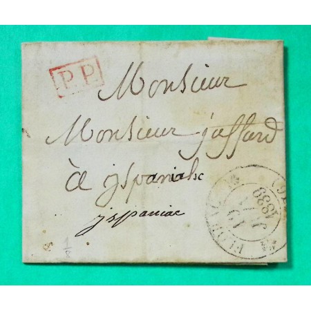 CAD TYPE 12 FLORAC LOZERE PP PORT PAYE TAXE LOCALE 1 POUR ISPANIAC 1839