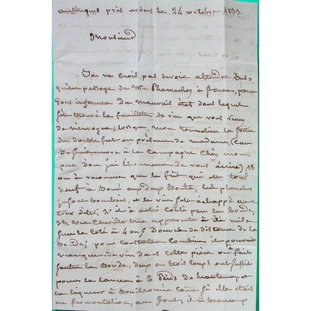 CAD TYPE 12 ARDRES PAS DE CALAIS DECIME RURAL AUTINGUES POUR MEURSAULT COTE D'OR 1833