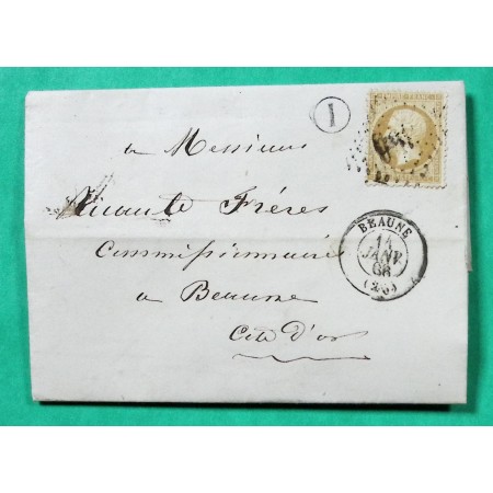 N°21 GC 396 BEAUNE COTE D'OR BOITE RURALE I POMMARD CORRESPONDANCE LOCALE 1866