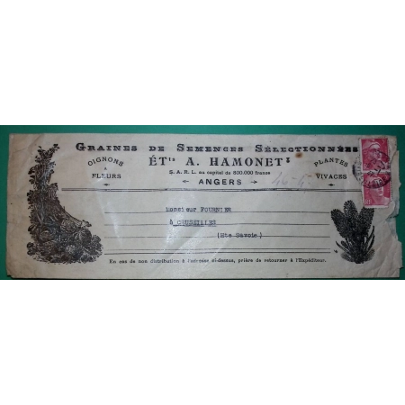 N°716 x2 GANDON BELLE ENVELOPPE PUB ILLUSTREE TARIF IMPRIME GRAINES ET SEMENCES HAMONET ANGERS 1947 LETTRE COVER FRANCE