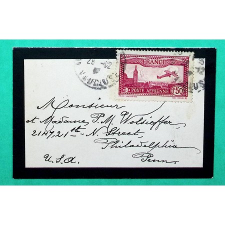 POSTE AERIENNE PA N°5 MIGNONETTE POUR PHILADELPHIE ETATS UNIS USA + VIGNETTE TUBERCULOSE VERSO 1930