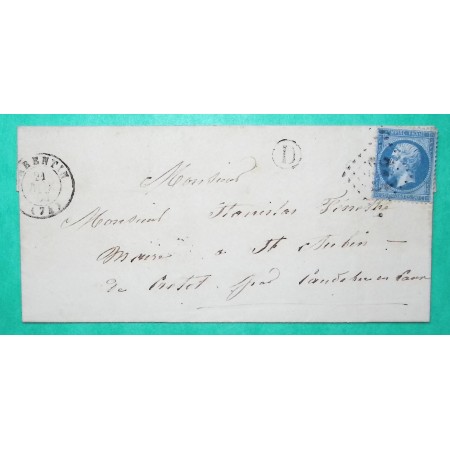 N°22 GC 315 BARENTIN SEINE INFERIEURE BOITE RURALE D FREVILLE POUR ST AUBIN DE CRETOT 1864