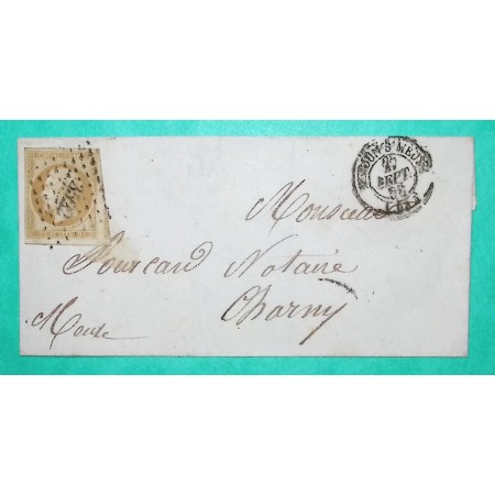 N°13A TB AVEC VOISIN PC 3522 VERDUN MEUSE CORRESPONDANCE LOCALE POUR CHARNY 1858