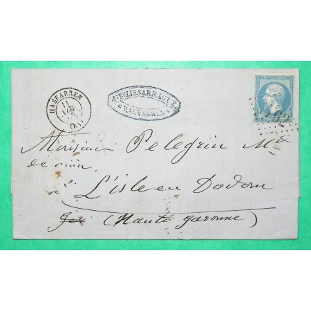 N°22 GC 1762 HASPARREN BASSES PYRENEES POUR L'ISLE EN DODON HAUTE GARONNE 1864