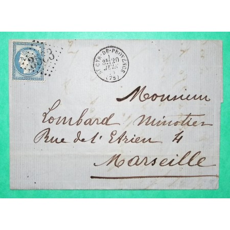N°60A GC 3563 ST CYR DE PROVENCE VAR POUR MARSEILLE 1874