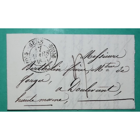 CAD TYPE 11 SENS YONNE POUR DOULEVANT HAUTE MARNE 1835 LETTRE COVER FRANCE