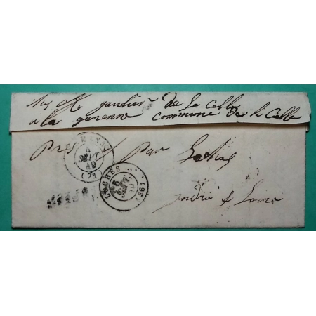 CAD TYPE 15 LAVAL MAYENNE BOITE RURALE E NUILLE SUR VICOIN POUR LE MANS SARTHE REEXP LOCHES INDRE ET LOIRE 1849 FRANCE