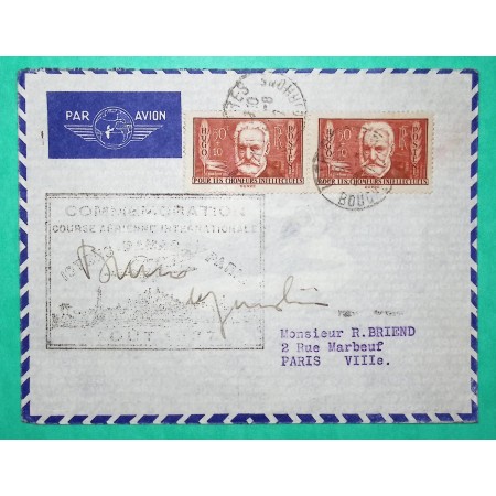N°332 x2 VICTOR HUGO CHOMEURS INTELLECTUELS AVION COMMEMORATION COURSE AERIENNE ISTRES DAMAS PARIS 1937
