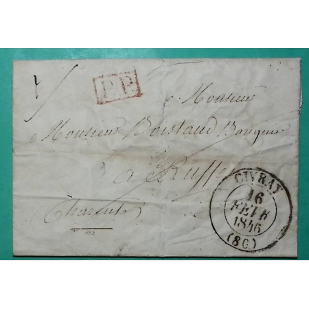 CAD TYPE 13 CIVRAY VIENNE PP PORT PAYE POUR RUFFEC CHARENTE 1846 LETTRE COVER FRANCE