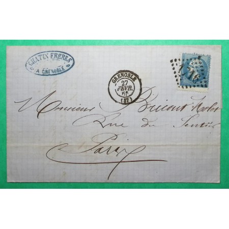 N°22 VARIETE PIQUAGE DECALE GC 1716 GRENOBLE ISERE POUR PARIS 1865