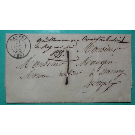 CAD TYPE 15 DARNEY VOSGES CORRESPONDANCE LOCALE TAXE 1 1855 LETTRE COVER FRANCE