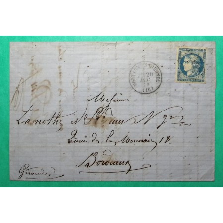 N°45B CERES BORDEAUX GC 2544 MORTAGNE SUR GIRONDE POUR BORDEAUX 1870