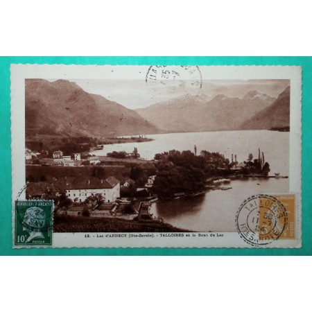 N°158 + 170 MIXTE SEMEUSE CARTE POSTALE CAD FB 84 TALLOIRES HAUTE SAVOIE POUR THOUARS DEUX SEVRES 1924