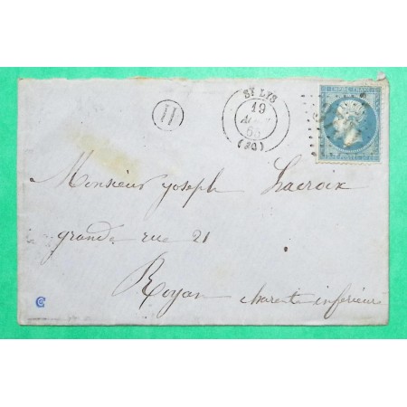 N°22 GC 3731 ST LYS HAUTE GARONNE BOITE RURALE H POUR ROYAN CHARENTE INFERIEURE 1865