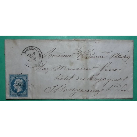 N°14 PC 3207 ST BONNET LE CHATEAU LOIRE POUR YSSINGEAUX HAUTE LOIRE 1859 LETTRE COVER FRANCE
