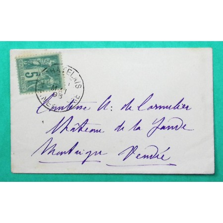 N°75 SAGE CAD TYPE A CHATELAIS MAINE ET LOIRE MIGNONETTE POUR MONTAIGU VENDEE 1896