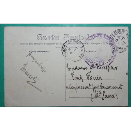 FRANCHISE MILITAIRE FM HOPITAL COMPLEMENTAIRE N°56 TREGUIER COTES DU NORD POUR CONFRACOURT HAUTE SAONE CP 1915 WW1 FRANCE