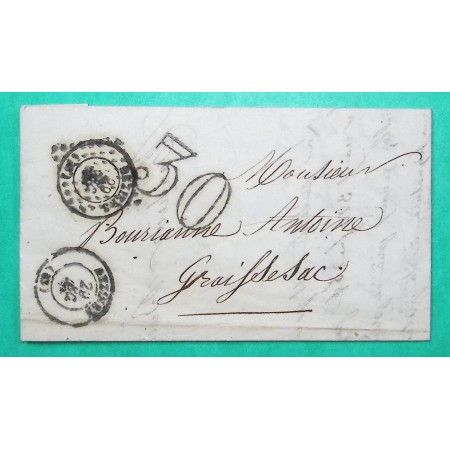 CAD TYPE 15 BEZIERS HERAULT TAXE 30 ERREUR UTILISATION PETIT CHIFFRE POUR GRAISSESSAC 1858